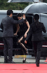 组图：金高恩现身百想红毯透视纱裙宛如半裸