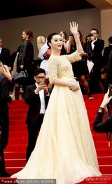 组图：范冰冰助阵红毯蕾丝纱裙雍容繁复