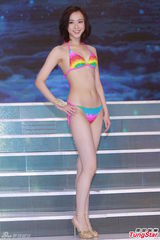 组图：港姐决赛前泳装亮相 上届冠军模拟戴后冠