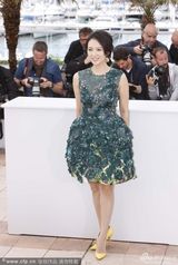 组图：章子怡透视美裙酥胸隐现金饰闪耀