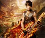 高清组图：信化身龙战骑士 烈焰吉他爆乳代言
