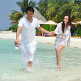 组图：关颖着白裙与未婚夫度假 海滩甜蜜亲吻