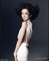 组图：董洁波浪头烟熏妆复古造型登封面