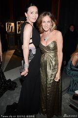 组图：刘嘉玲大露背长裙出席派对和大s婆婆合影