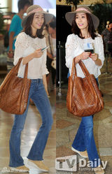 组图：孙泰英赴中国拍电影 白色透视装现身机场