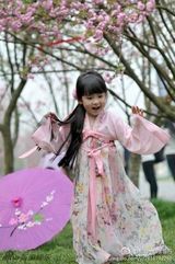 组图：樱花萝莉汉服萌照走红 衣袂飘飘娇憨可爱