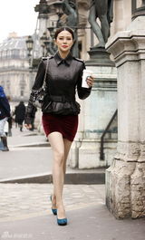 组图：关悦巴黎早春街拍写真 三种风格时尚造型