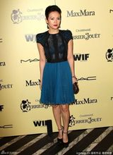 高清组图：章子怡蓝裙亮相奥斯卡预热派对