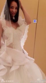 组图：38岁辣妈蒋勤勤再穿婚纱 秀裸背性感诱人