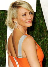 高清图：卡梅隆-迪亚兹橙色礼服亮相奥斯卡派对