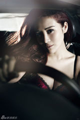 组图：王澜霏汽车写真曝光 演绎黑丝性感诱惑