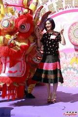 组图：杨千嬅亮相贺岁活动 桃花服饰优雅喜庆