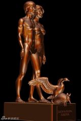 组图：比伯与赛琳娜全裸铜像问世 化身亚当夏娃