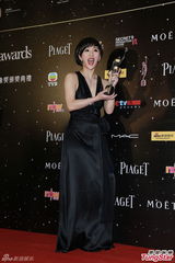 组图：金像奖后台陈静举奖杯 获最佳女配角