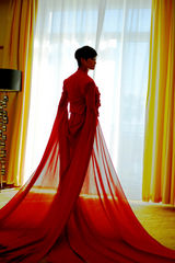 组图：李宇春亮相戛纳红毯 红色晚装柔美华贵