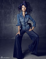 组图：齐溪杂志大片牛仔范儿 野性展现冷艳性感