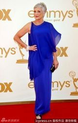 组图：艾美奖红毯 瑞蒂-海勒宝蓝色薄纱裙魅力不减