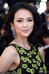 组图：章子怡黑底碎花透视装亮相 耳环耀眼