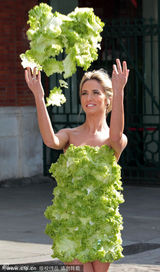 组图：女星斗艳菜叶清凉裹身 夏娃诱惑秀色可餐