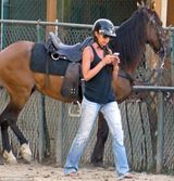 组图：小贝一家骑马出游 辣妹变身酷帅女骑士