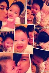 组图：朱茵出书秀爱女近照 一岁小千金接任女神