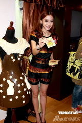 高清图：AngelaBaby出席美术展 化身巧克力美人