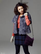 高清组图：河智苑冬装画报 渔网发饰突显个性