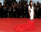 组图：《爱》戛纳首映 科尔白底红尾裙别具一格