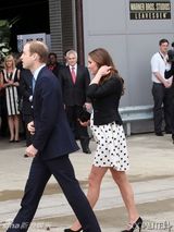 组图：凯特王妃波点裙孕态十足 与两位王子热聊