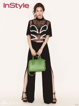 组图：韩星李多海时尚大片 黑白透视装秀好身材