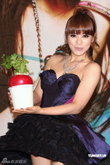 幻灯图：丁当着火辣黑色短裙亮相 美腿修长诱人