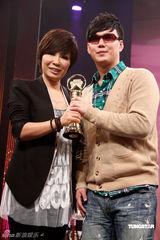 高清组图：温岚红发造型助阵黄小琥 大跳火辣断背舞