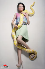 组图：徐璐拍红唇贺岁大片 戏蛇图上演危险诱惑