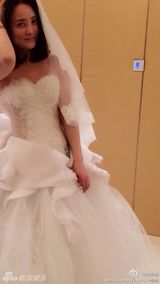 组图：38岁辣妈蒋勤勤再穿婚纱 秀裸背性感诱人