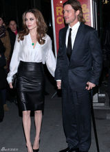 高清图：朱莉皮特情侣档亮相纽约影评人奖庆典