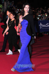 组图：汤唯亮相釜山开幕红毯 紫色长裙优雅高贵