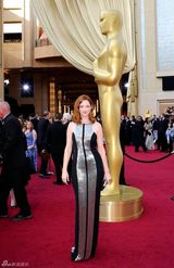 高清组图：奥斯卡红毯朱迪-格雷尔拼接裙曲线撩人