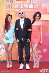 组图：热狗拥低胸装美女走星光 展现大佬风情