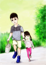 组图：《爸爸去哪儿》漫画版帅爸萌娃造型