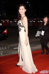 组图：陈法拉亮相 深V露背晚装秀身材