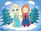 组图：《冰雪奇缘》曝姐妹Q版萌照温馨有爱