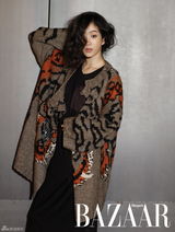 高清图：韩星郑丽苑时尚写真 宽肥毛衣显颓废美