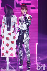 组图：韩团2NE1《M countdown》打榜拿第一