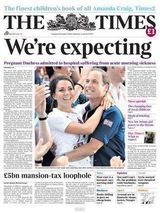 组图：凯特王妃宣布怀孕 各国报纸头条争相报道