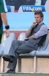 高清图：贝克汉姆现身球场 助阵英格兰德国之战