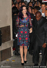 组图：凯蒂-佩里透视袖花裙造型迷人