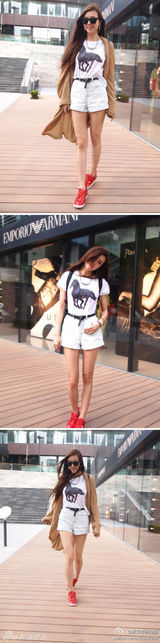 明星爱街拍第27期：T恤短裤POLO衫搭配(组图)