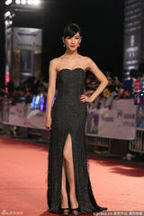 组图： 陈怡嘉高开衩礼服亮相红毯秀美腿