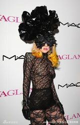 幻灯图集：Lady Gaga秀透视装 黑色丽花头抢镜