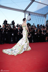 组图：范冰冰亮相戛纳 中国风长裙展东方风情